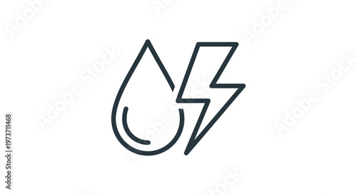 water and electricity icons symbolizing essential utilities and power in a modern outline design perfect for illustrating energy and resource concepts