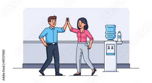 Successful Coworkers High Fiving After Project