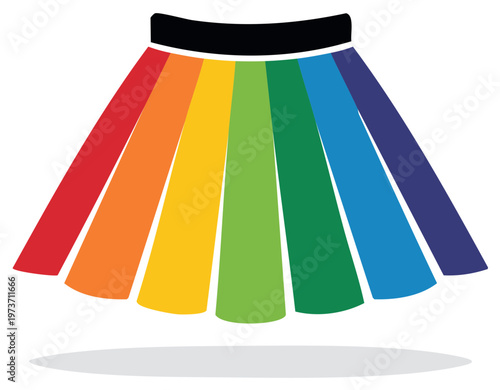 Vibrant flared skirt with rainbow colored vertical stripes vector illustration