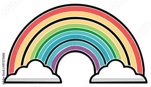 Colorful Rainbow Over Clouds Weather Phenomenon Cartoon Graphic
