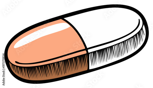 Capsule Pill Medication - Hand Drawn Style, Sickness Relief, Medical Treatment, Healthcare