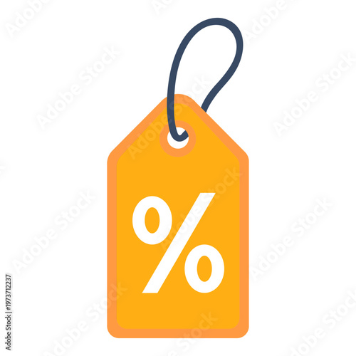 Promotional Sale Tag Line Icon with Coupon and Discount Percentage