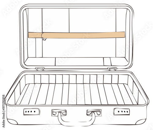 Open Empty Suitcase Illustration for Travel Planning and Luggage Concepts for Exploration and Vacations, Prepared and Ready