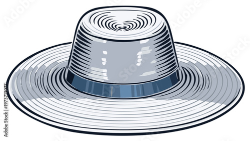 Classic straw boater hat with a blue band vector illustration