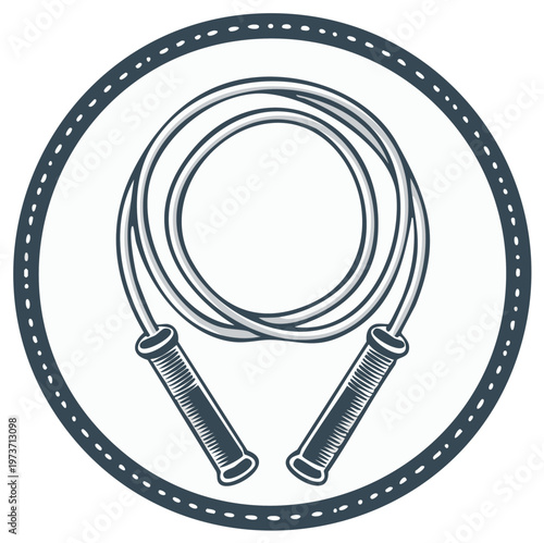 Vintage jump rope illustration inside a circular border