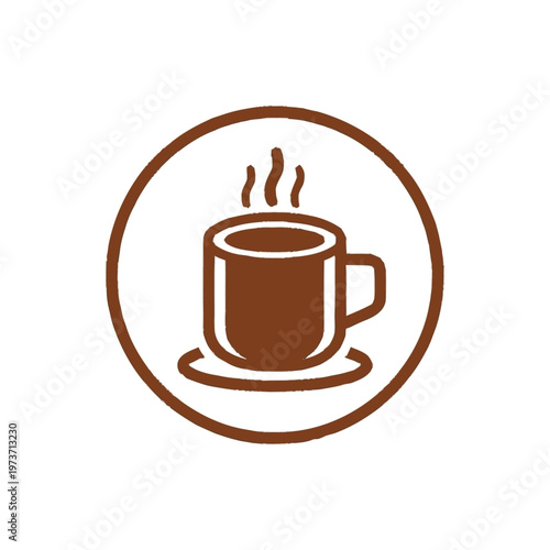 Brown coffee cup with steam rising.