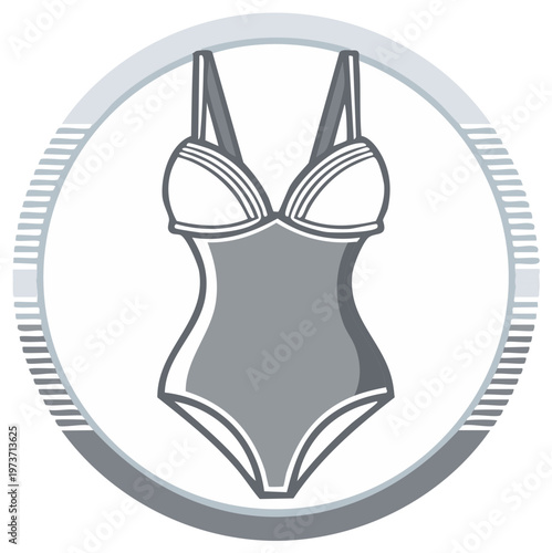 One piece swimsuit vector icon, stylish swimwear, modern silhouette, elegant design, fashion garment, woman apparel, beachwear clothing