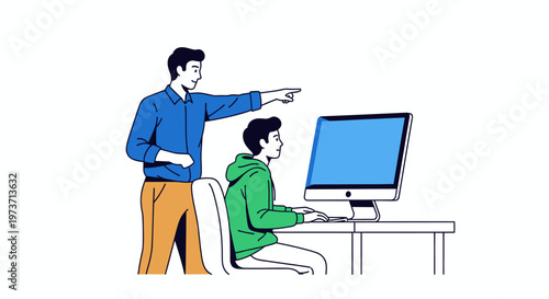 Mentor Advising Young Professional at Computer Desk
