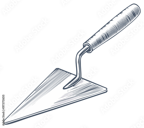 Illustration of a Trowel for Plastering or Bricklaying Detailed Vector Line Art Style Tool Design For Adobe Stock