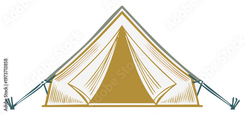 Classic Tent Design with Ropes and Stakes for Outdoor Adventure in Nature