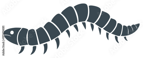 Vector illustration of a crawling creature with segmented body and legs, cartoon style.