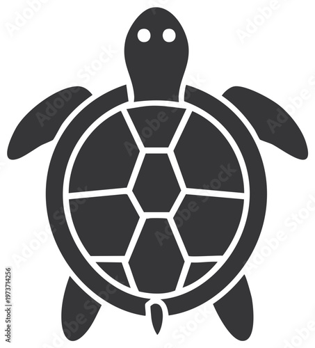 Stylized sea turtle icon symbol depicting marine life creature with patterned shell and flippers vector graphic