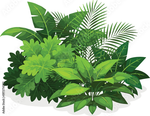 Generated on Real tropical garden bushes plant decoration botanical. isolated vector art on white background