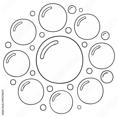 Black Outline Circle Bubbles Shapes Design Elements with Different Sizes Pattern