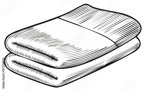 Folded Terry Cloth Towels Hand Drawn Sketch