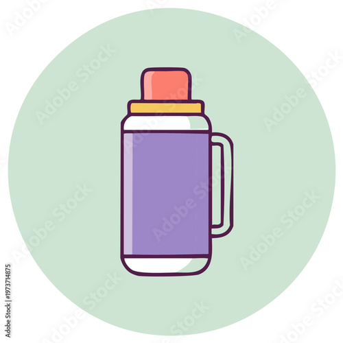 Simple Cartoon Style Insulated Thermos Bottle With Handle For Hot Or Cold Beverages