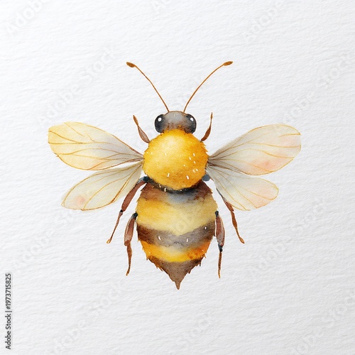 watercolor painting of a gentle bee