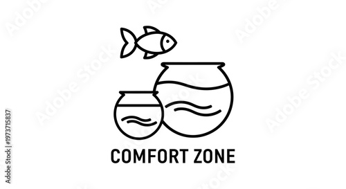 comfort zone concept illustrating a fish leaving its small fishbowl to embrace personal growth and new challenges