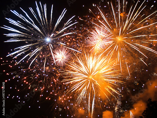 A Brilliant Display of Fireworks Against the Midnight Sky