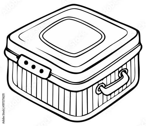 Outlined lunch box or storage container illustration