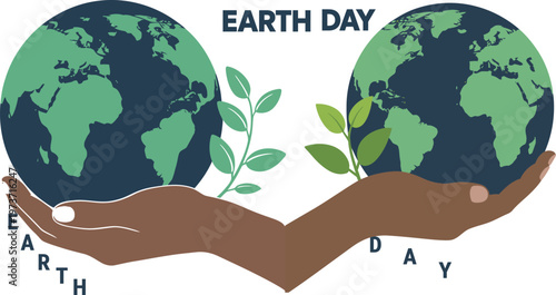 Earth Day landscape scene with natural hills and growing plants for environmental restoration campaigns, reforestation initiatives and sustainability storytelling