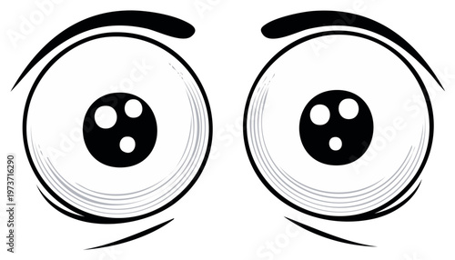 Animated Cartoon Eyes Looking Upward with Wide Pupils Expressing Surprise or Wonder