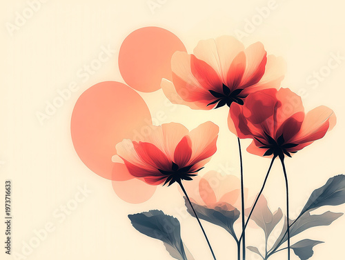 Minimalist Digital Artwork Featuring Abstract Flower Silhouettes