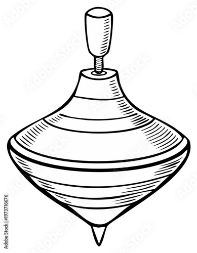 Vintage Spinning Top Toy Illustration Traditional Game Childhood Nostalgia