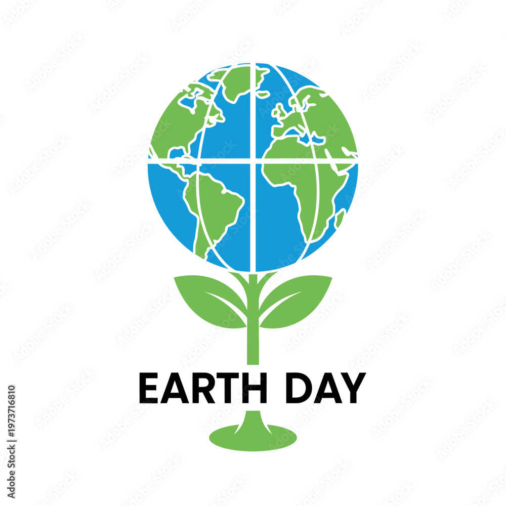 Fototapeta premium Earth day concept with planet growing from a plant