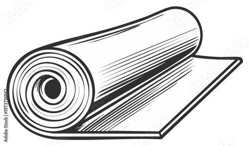 Rolled Yoga Mat in Monochrome Illustration Vector