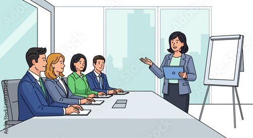 Business Leader Presenting With Digital Tablet