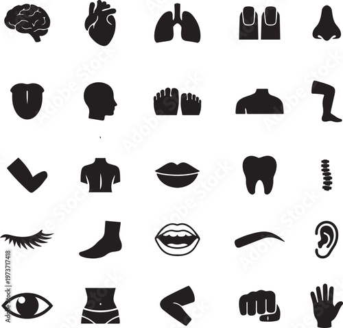 human body part icons set. body element vector design set illustrator