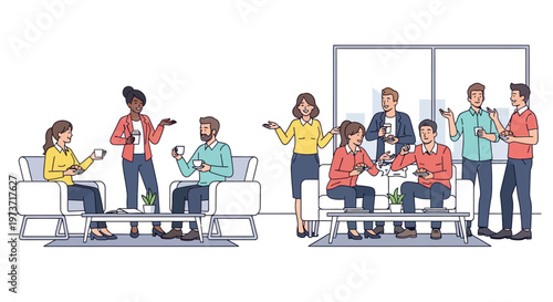 Diverse Business Team Relaxing in Office Lounge