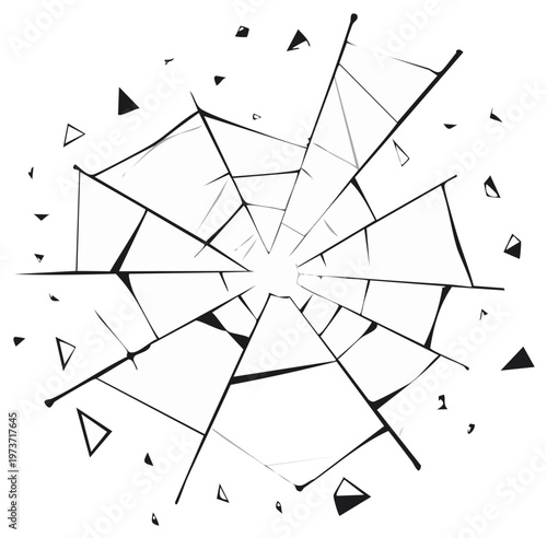 Shattered Glass Graphic Illustration Broken Glass Effect Damage Impact Accident Crack Fracture