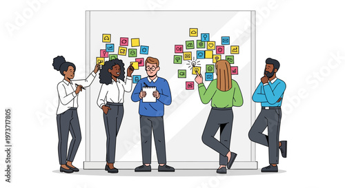 Diverse Professionals Brainstorming With Sticky Notes