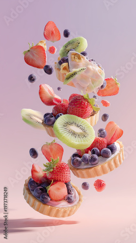 Mix de frutas cayendo unas sobre toras.