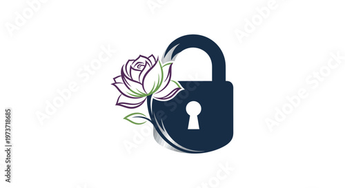 Padlock with flower security concept.
