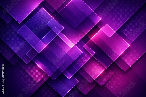Abstract Purple Neon Geometric Background – Glowing Transparent Square Overlays