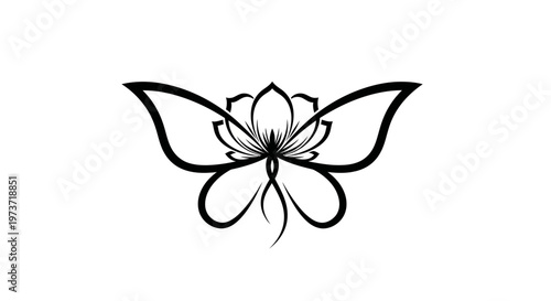Black and white butterfly flower design.