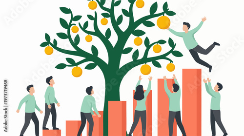 Conceptual illustration of business growth, ambition, and financial success