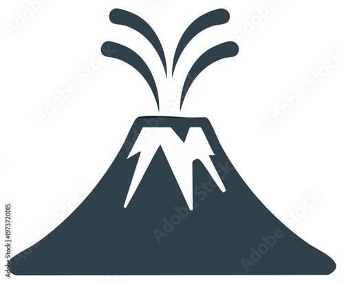 Volcano eruption icon, volcanic hazard, volcanic activity, nature disasters, vector