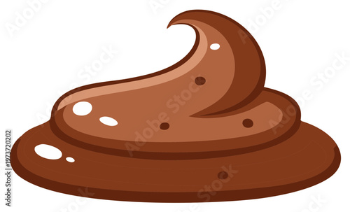 Brown stylized feces pile with swirl and highlights vector illustration