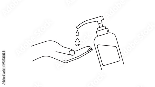 A hand using a hand sanitizer dispenser to dispense liquid on palm