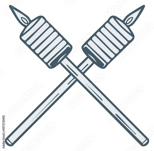 Crossed torches illustration, campfire, fire, bonfire,  vector design.