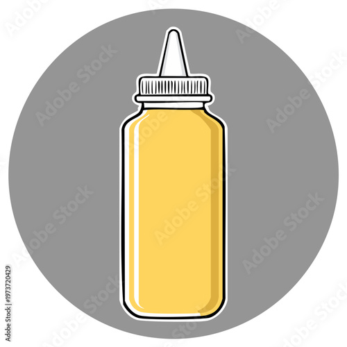 Yellow Mustard Bottle Vector Illustration Classic Condiment Icon Design