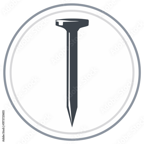 Single metal nail icon vector symbol for construction hardware and DIY projects