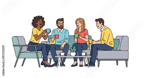 Diverse Employees Laughing During Coffee Break