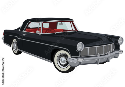 Vintage Luxury Executive Coupe Illustration with Red Interior Vector Art