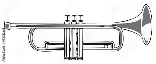 Classic Trumpet Brass Instrument Silhouette Vector Illustration
