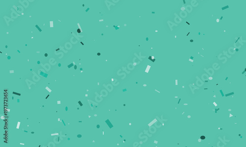 Foto Falling teal confetti and geometric shapes on a teal background, celebration